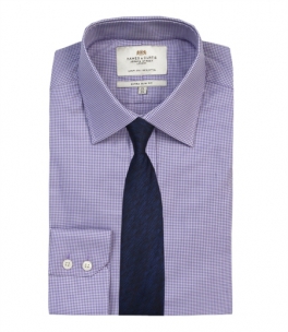 Men's WHITE & LILAC DOGSTOOTH CHECK EXTRA SLIM FIT SHIRT 