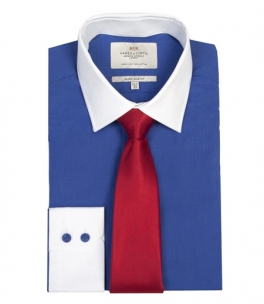 Men's PLAIN ROYAL BLUE EXTRA SLIM FIT SHIRT WITH WHITE COLLAR & CUFF 