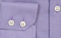 Men's WHITE & LILAC DOGSTOOTH CHECK EXTRA SLIM FIT SHIRT  - 1