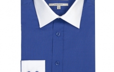 Men's PLAIN ROYAL BLUE EXTRA SLIM FIT SHIRT WITH WHITE COLLAR & CUFF  - 2