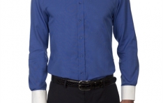 Men's PLAIN ROYAL BLUE EXTRA SLIM FIT SHIRT WITH WHITE COLLAR & CUFF  - 3